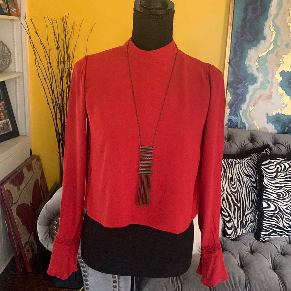 Forever 21 rust orange crop top with bell sleeves